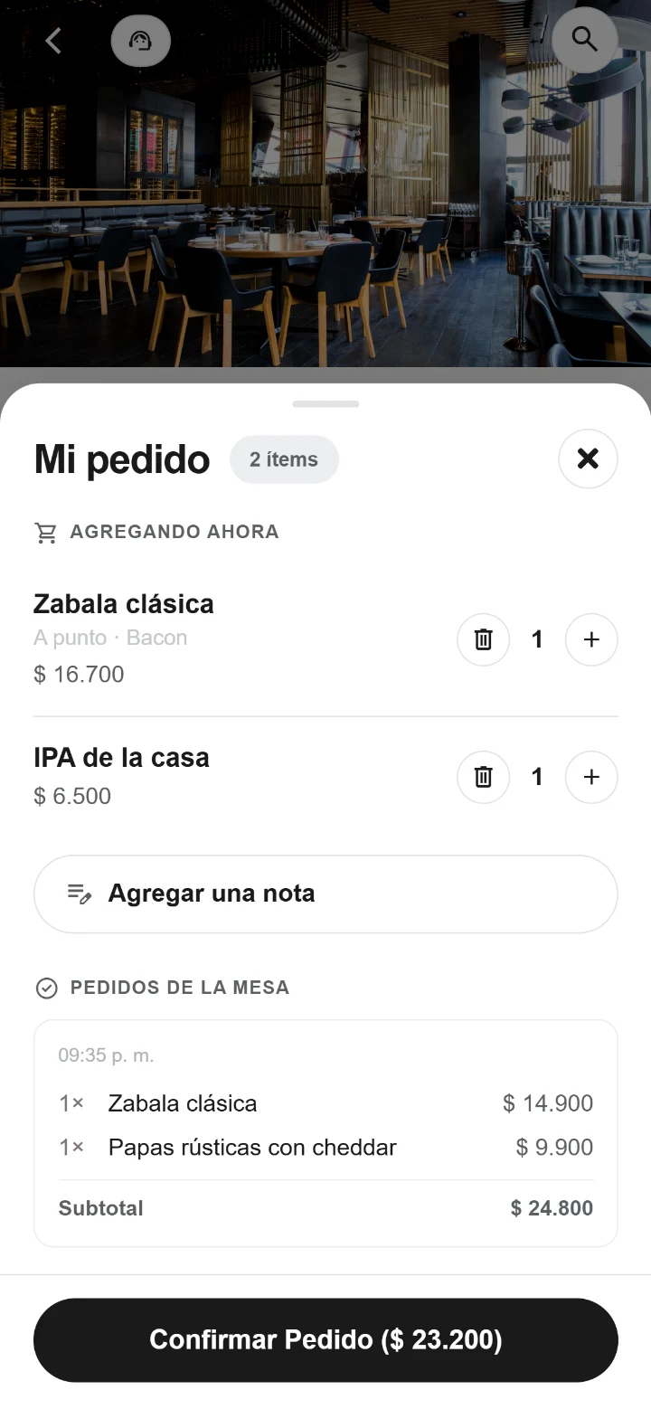 Carrito con productos, cantidades y valores de ejemplo.